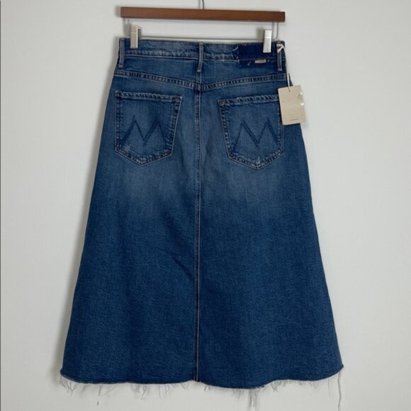 MOTHER The circle midi Fray Blue Denim Skirt size 27 - Picture 8 of 16
